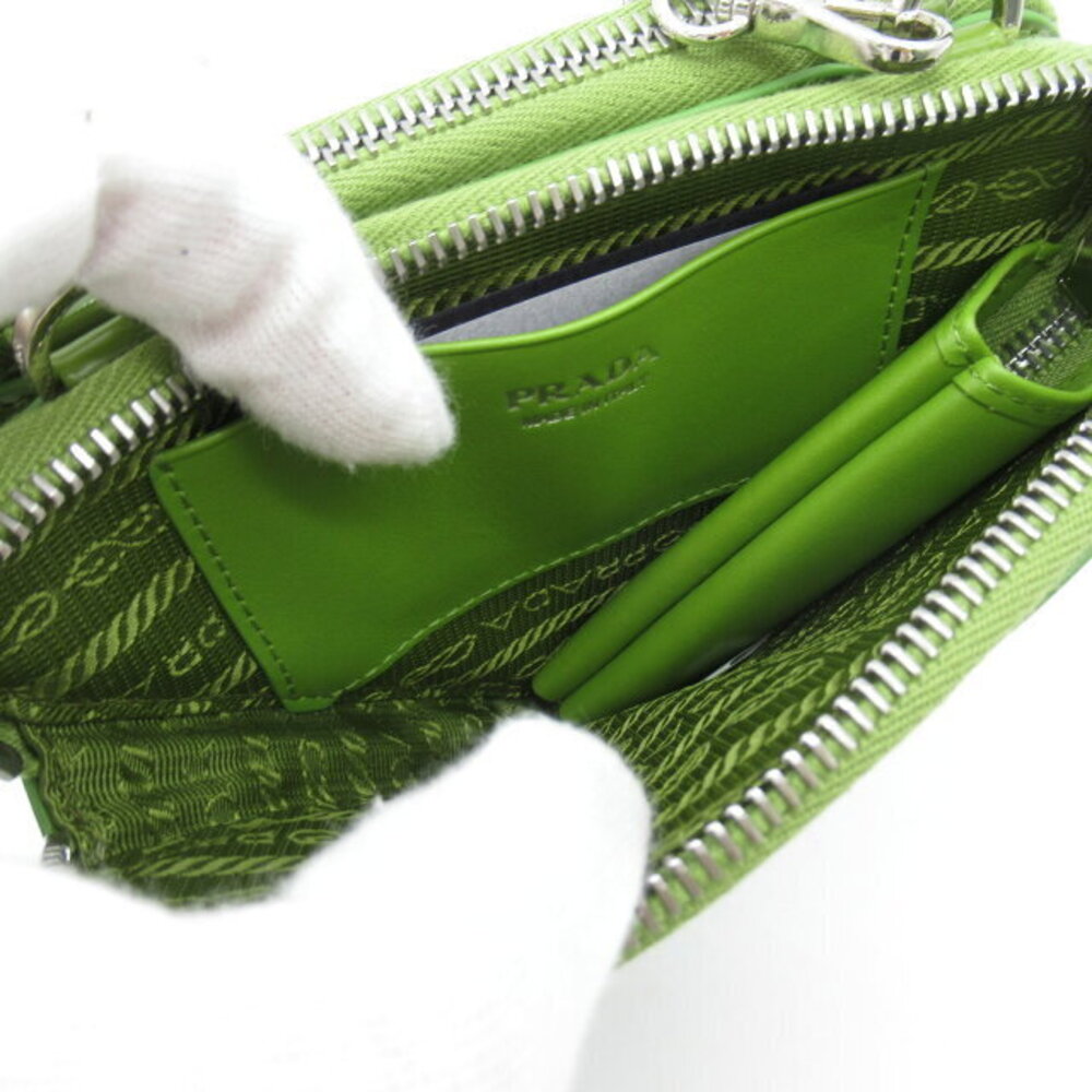 PRADA Shoulder Bag Accessory Handle Brushed Leather Green Bag - Picture 7 of 9